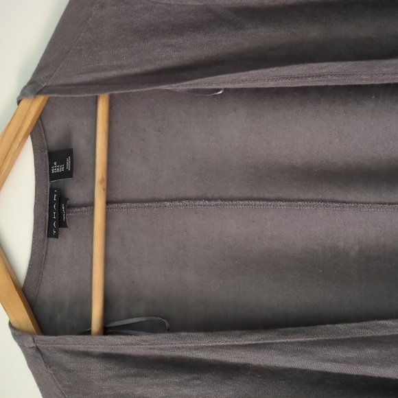 Tahari Linen long line Minimalist Boho Beachy Coastal Open Cardigan DusterLarge - Picture 4 of 8